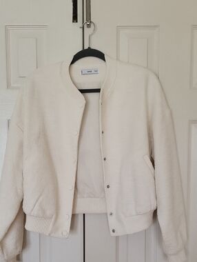 Mango White Bomber Jacket